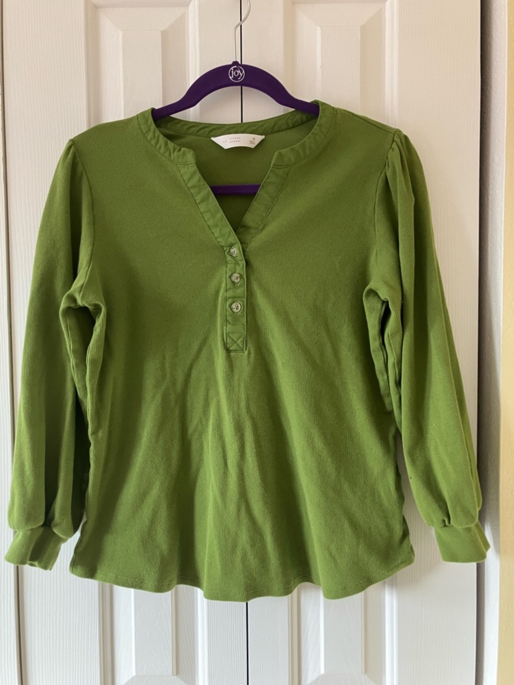 LC Lauren Conrad Green Long-Sleeve Henley Top